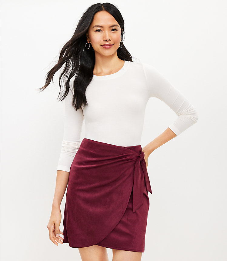 Faux Suede Wrap Skirt image number null
