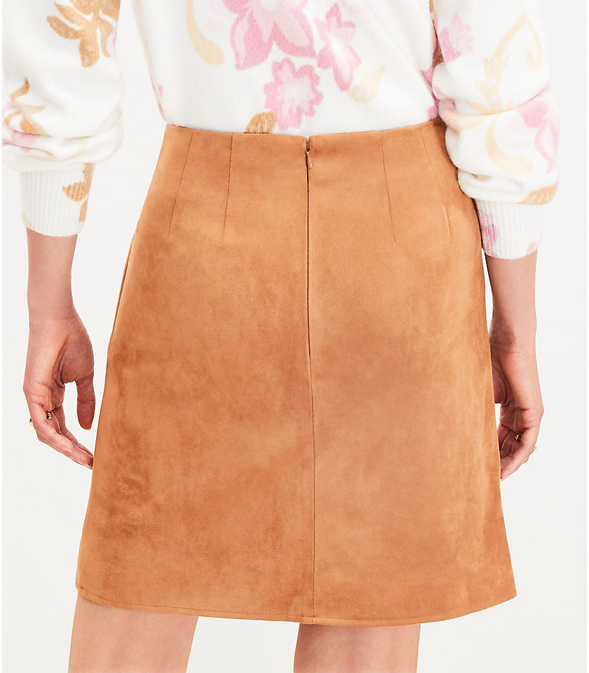 Faux Suede Wrap Skirt