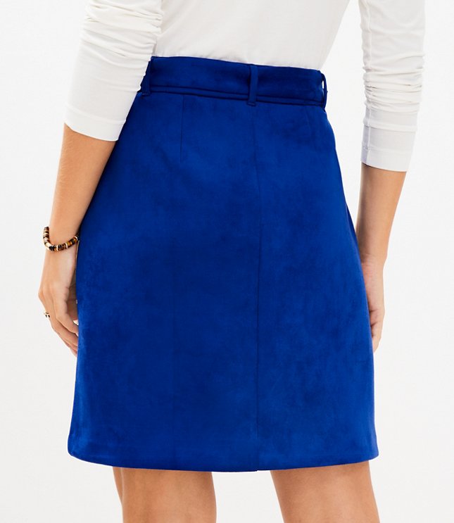 Faux Suede Belted Pocket Skirt