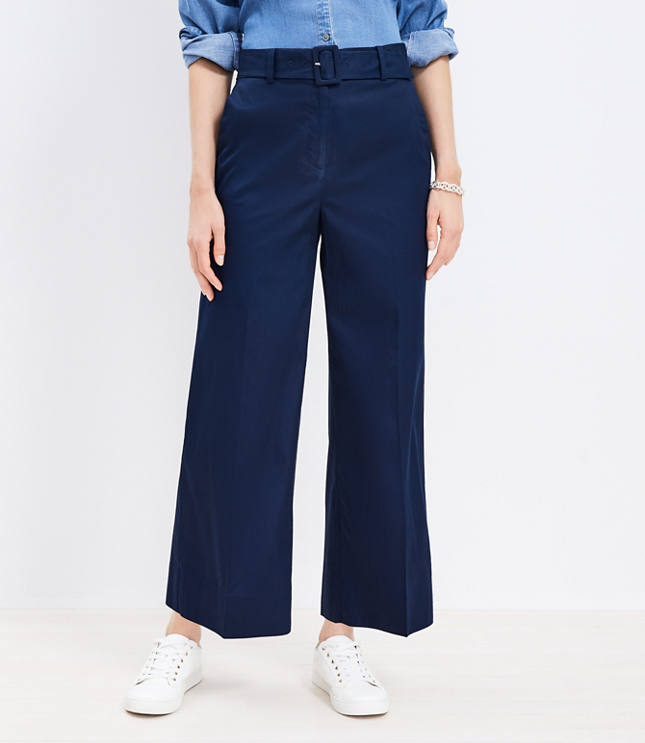 High-Waisted Cropped Wide-Leg Gingham Chino Pants