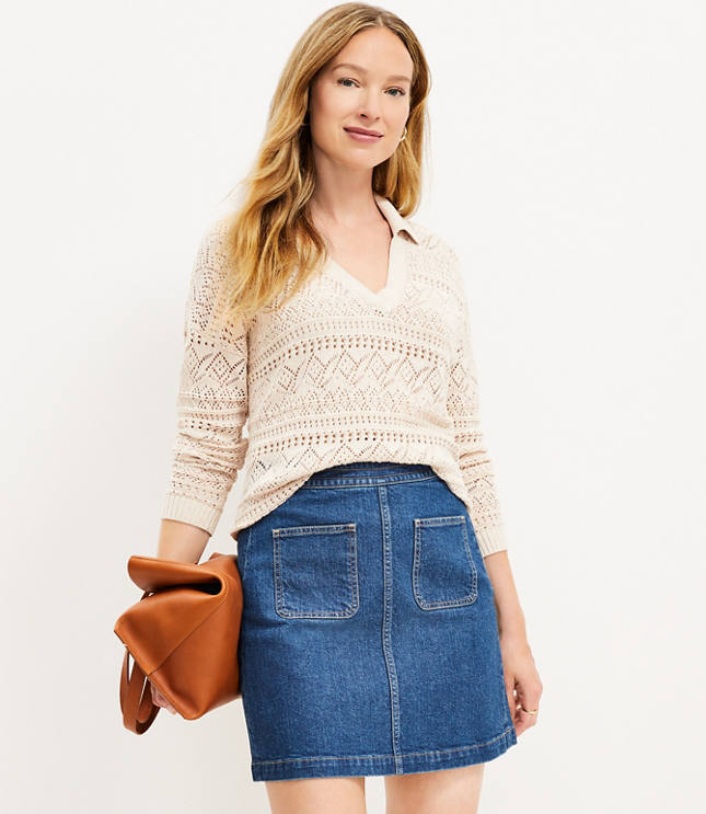 White denim outlet skirt loft