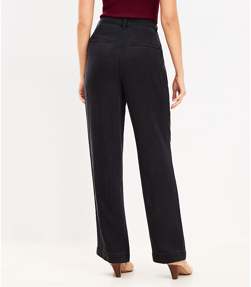 High Rise Palazzo Jeans in Washed Black