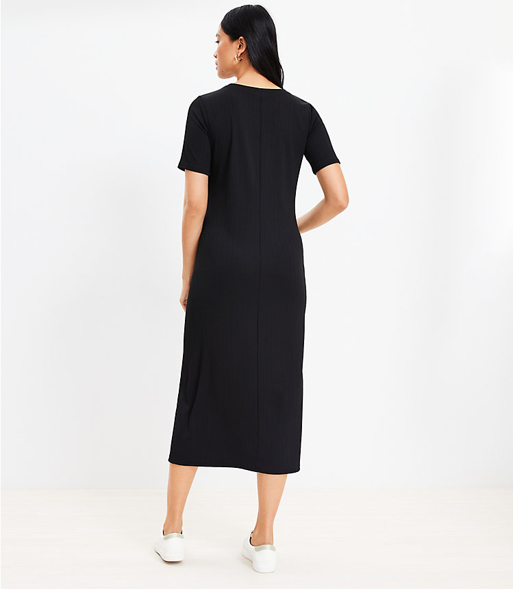 Ribbed Button Trim Midi Dress image number 2