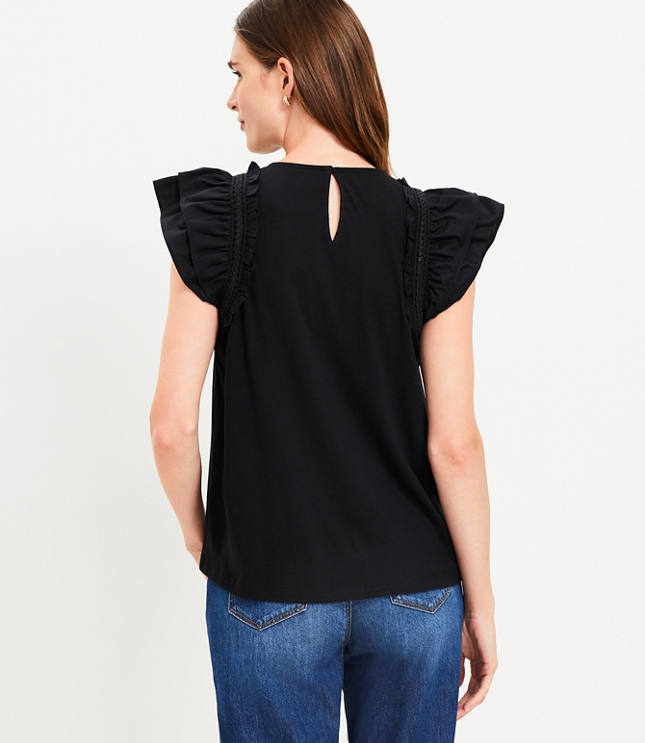 Tiered Ruffle Mixed Media Top