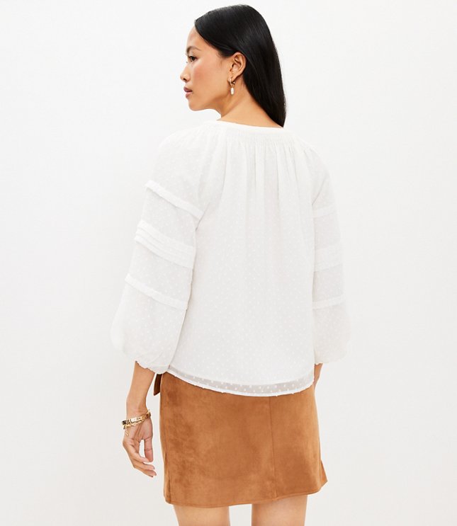 Clip Pleated Balloon Sleeve Top