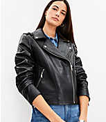 Pebbled Faux Leather Moto Jacket carousel Product Image 2