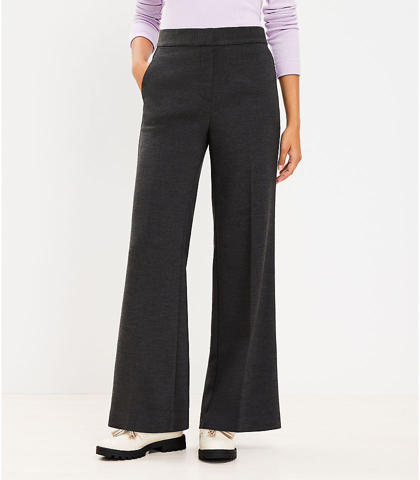 Wide Leg Trousers in Heathered Doubleface