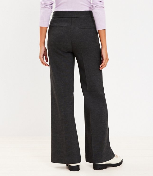 Wide Leg Trousers in Heathered Doubleface