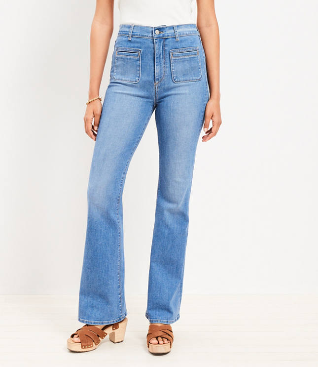 Ladies jeans with patch pockets, Denim