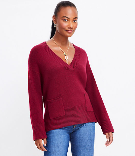 Loft V-Neck Pocket Sweater