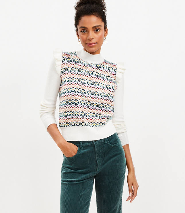 Jacquard Knit Mock-Neck: Women's Clothing, Sweaters