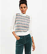 Geo Jacquard Ruffle Mock Neck Sweater carousel Product Image 1