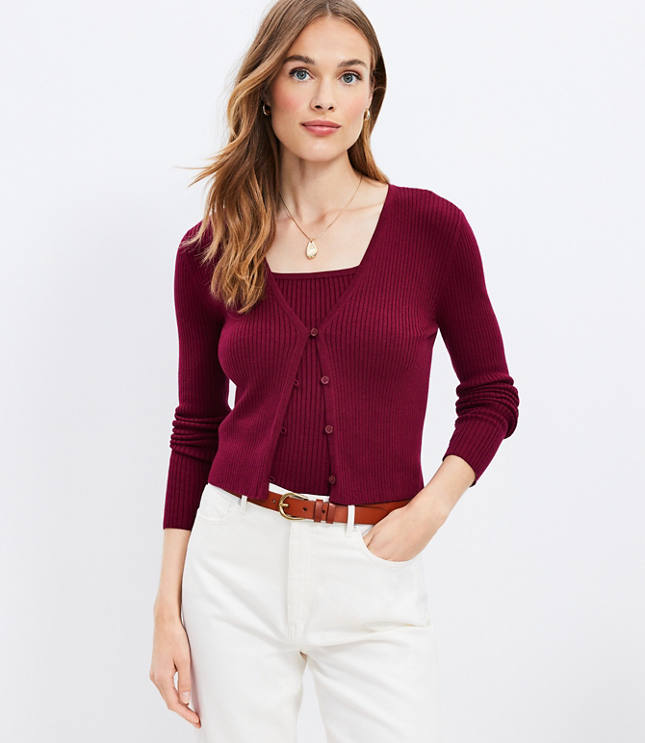 Ribbed v clearance neck cardigan