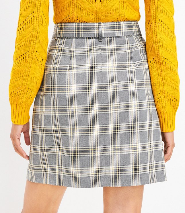 Plaid Belted Patch Pocket Skirt