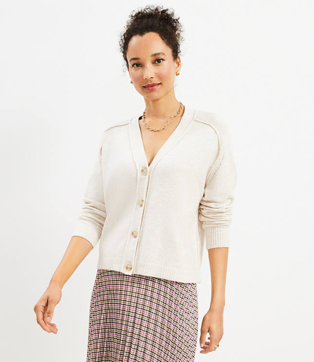 Cropped v outlet neck cardigan