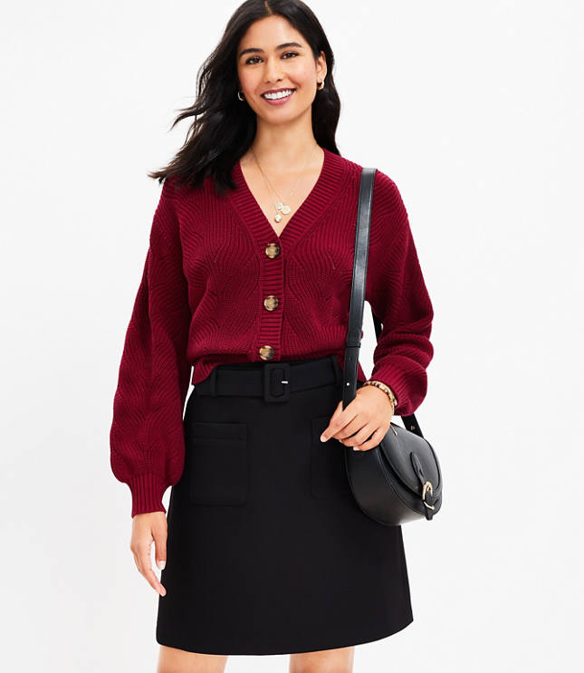 Belted Patch Pocket Skirt