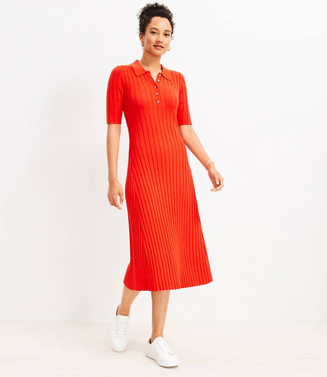 Polo Ribbed Midi Sweater Dress