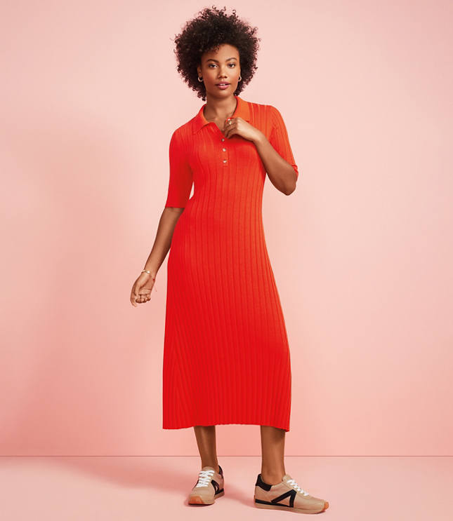 Red ribbed sale midi dress