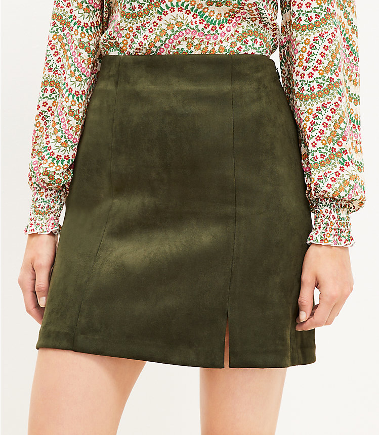 Seamed Faux Suede Skirt image number 1