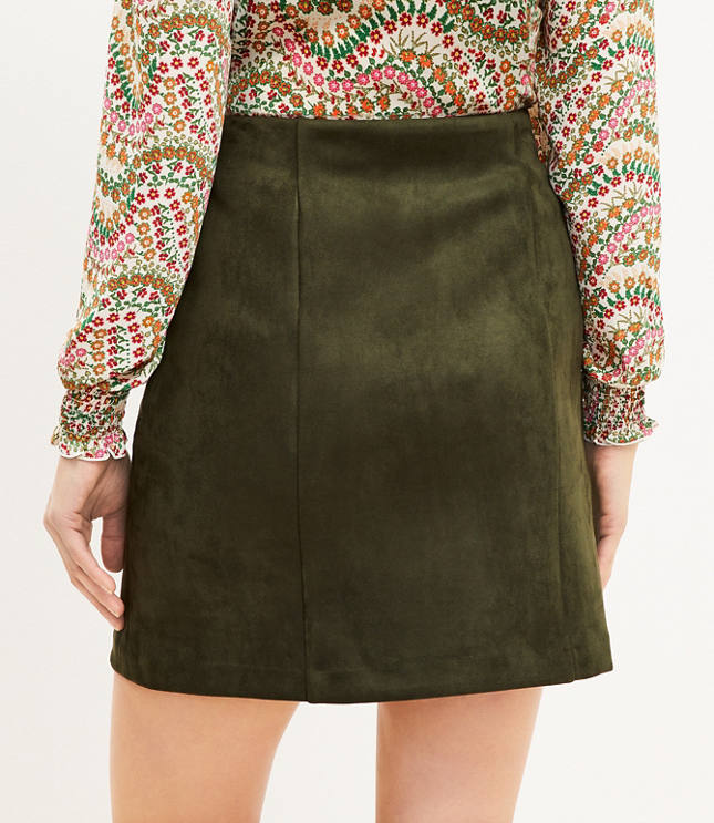 Seamed Faux Suede Skirt