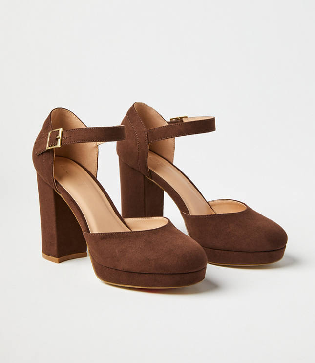 Ankle Strap Platform Shoes - Chocolate