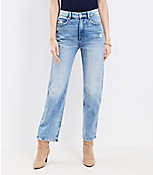 Petite High Rise Straight Jeans in Light Vintage Indigo Wash carousel Product Image 1