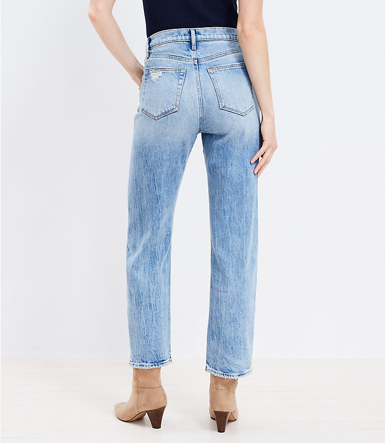 Petite High Rise Straight Jeans in Light Vintage Indigo Wash image number 2