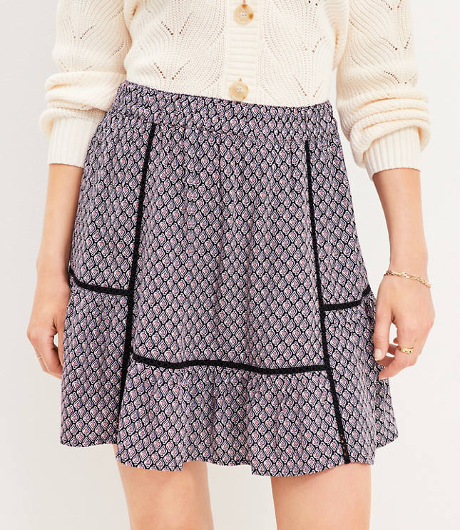 Paisley Button Pull On Midi Skirt