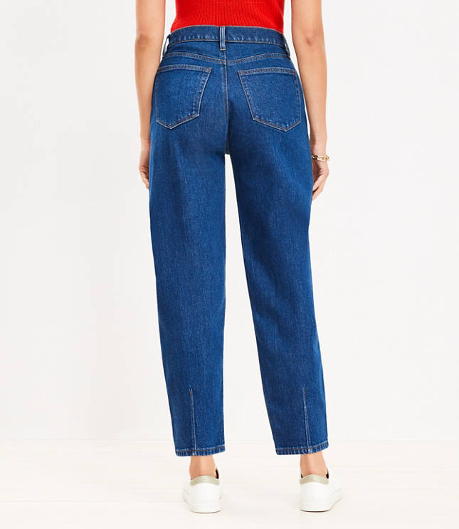 Petite Curvy High Rise Barrel Jeans in Dark Wash carousel Product Image 2