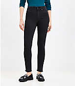 Petite Curvy Frayed High Rise Skinny Jeans in Washed Black Wash carousel Product Image 1