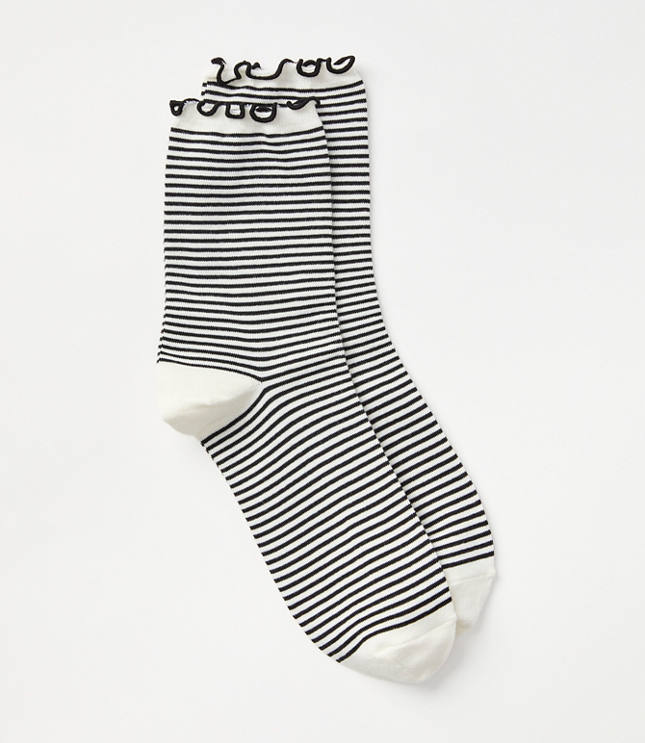 Striped Ruffle Crew Socks