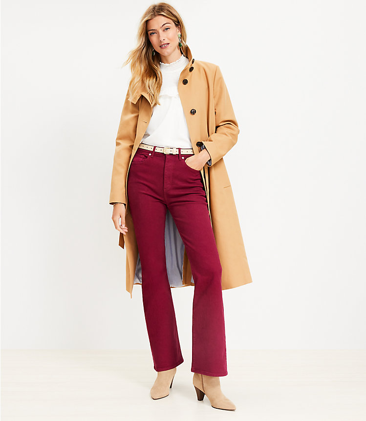 Petite High Rise Slim Flare Jeans in Magical Plum image number 1