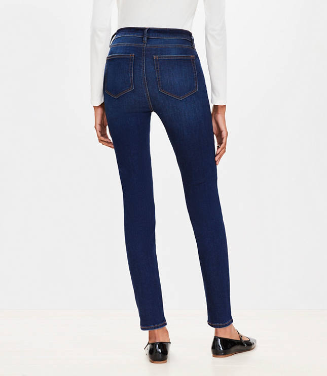 Back Seam Detail Mid Waist Jeans Blue