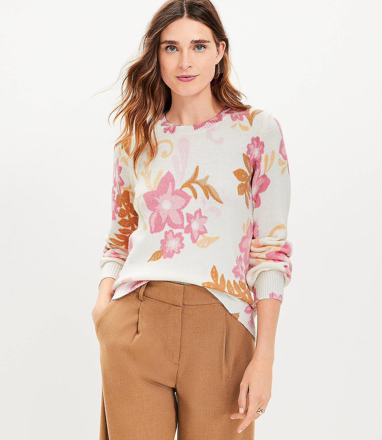 Floral Draped Sleeve Sweater