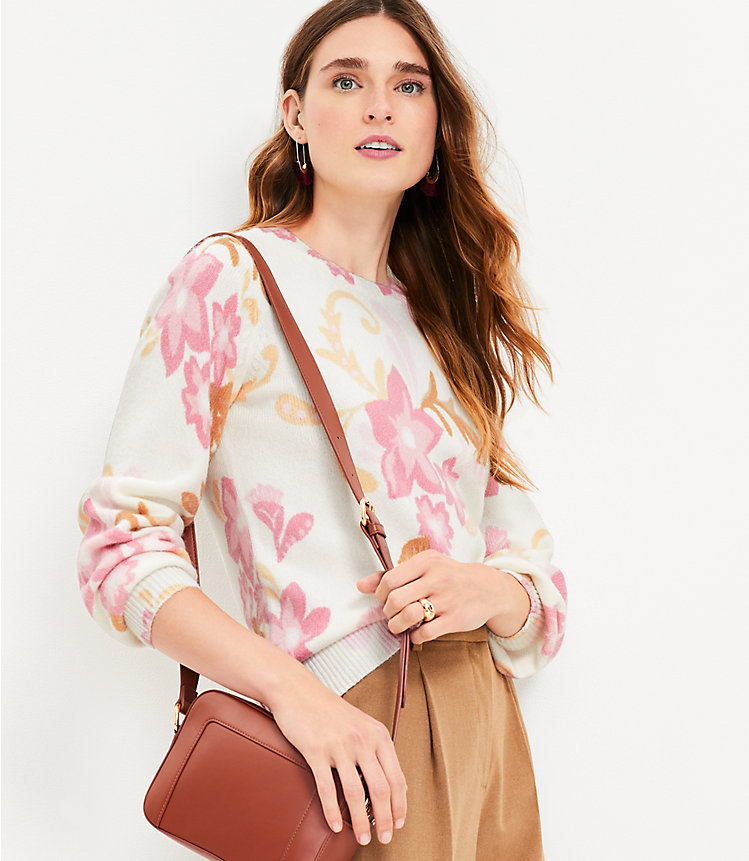 Floral Draped Sleeve Sweater image number 1