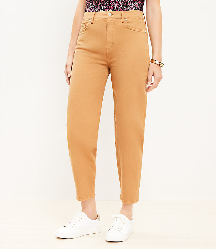 Petite High Rise Barrel Jeans in Perfect Camel image number 0