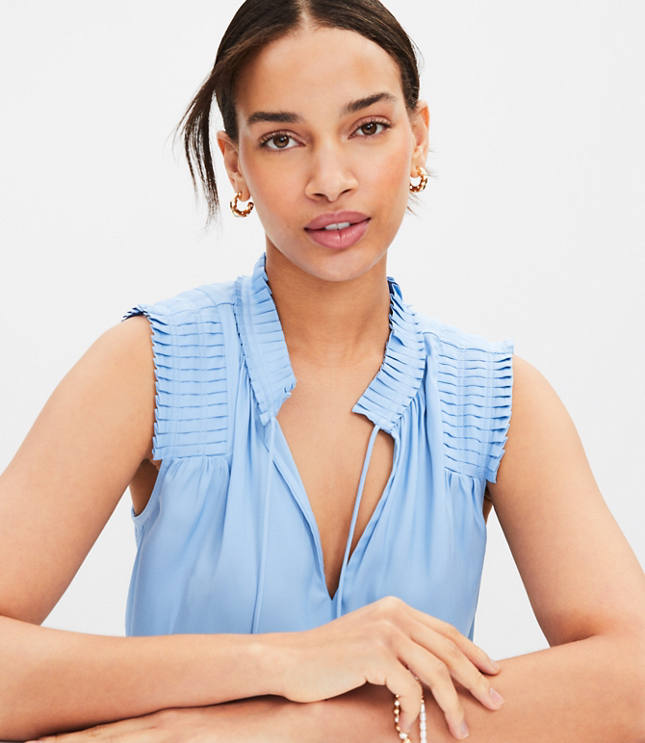 Pleated Tie Neck Top