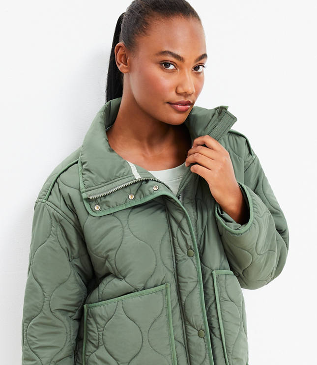 Womens green 2025 quilted coat