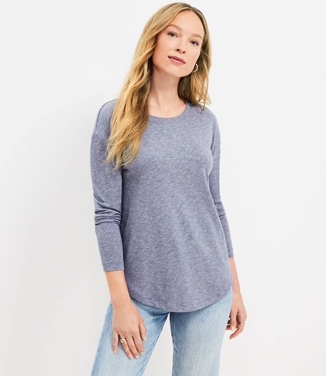 Petite Drop Shoulder Shirttail Top