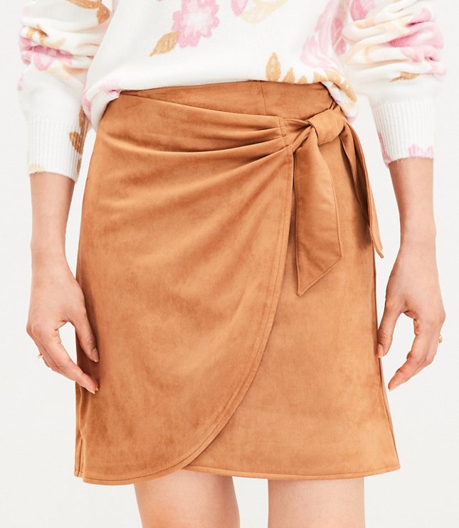 Tall Faux Suede Wrap Skirt