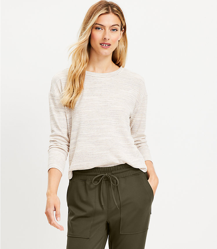 Lou & Grey Spacedye Ribbed Signaturesoft Shirttail Top image number null