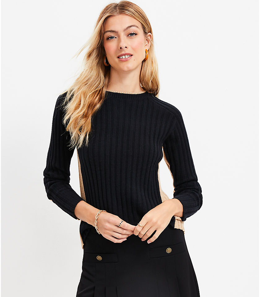 Ribbed Contrast Back Sweater
