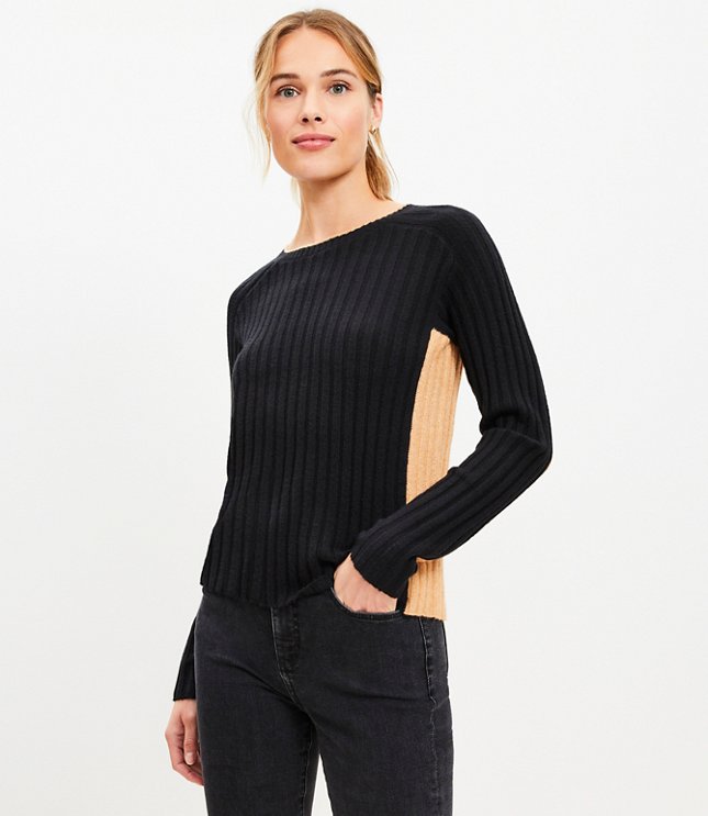 Ribbed Contrast Back Sweater