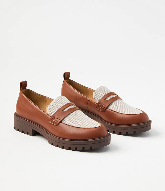 Canvas Lug Penny Loafers