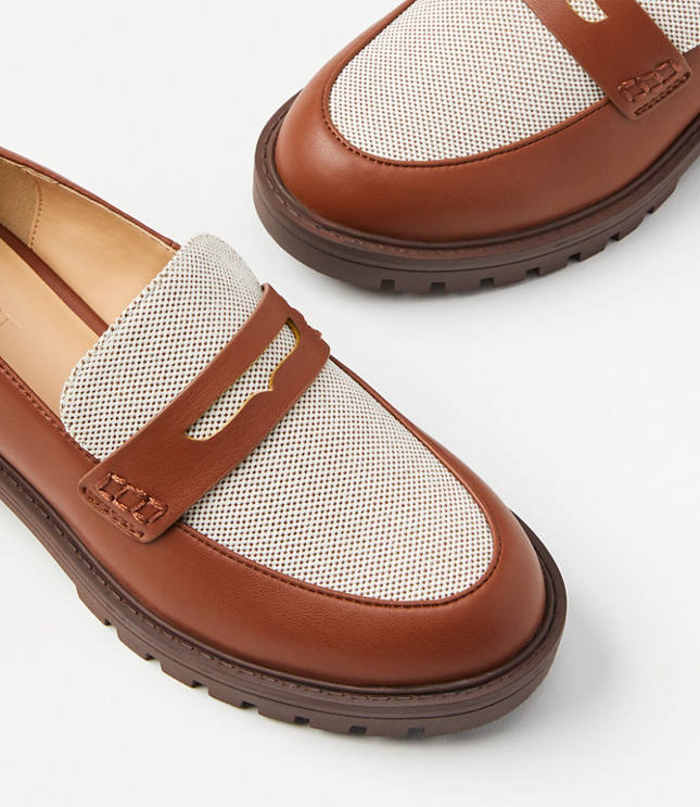 Canvas Lug Penny Loafers