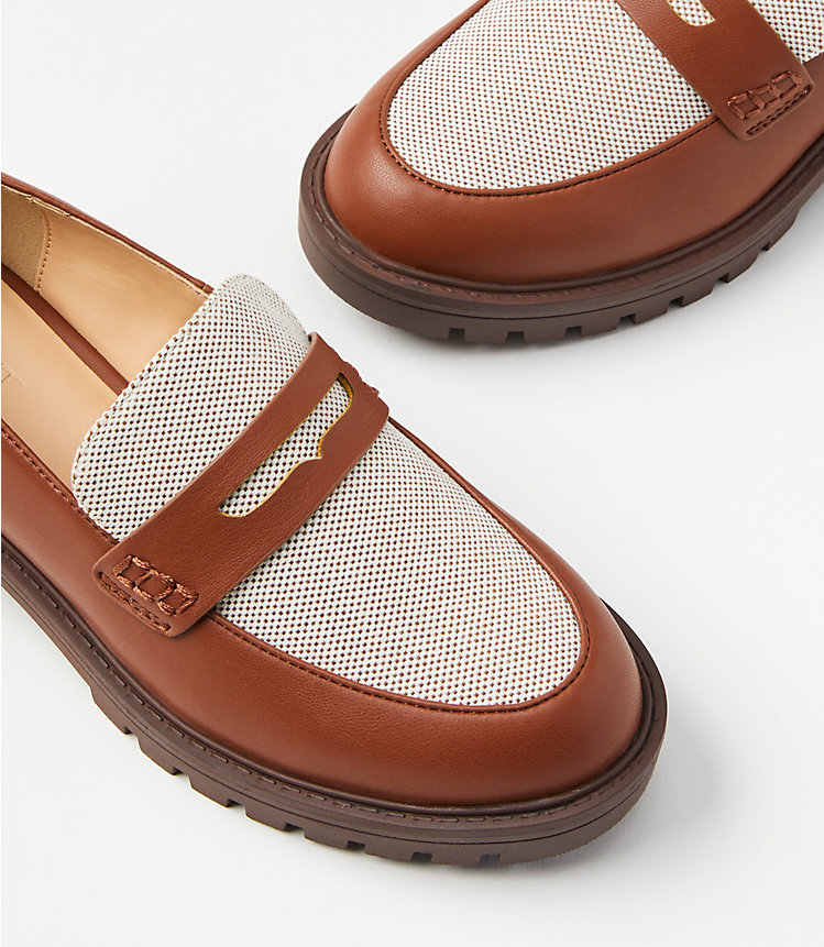Canvas Lug Penny Loafers image number 1
