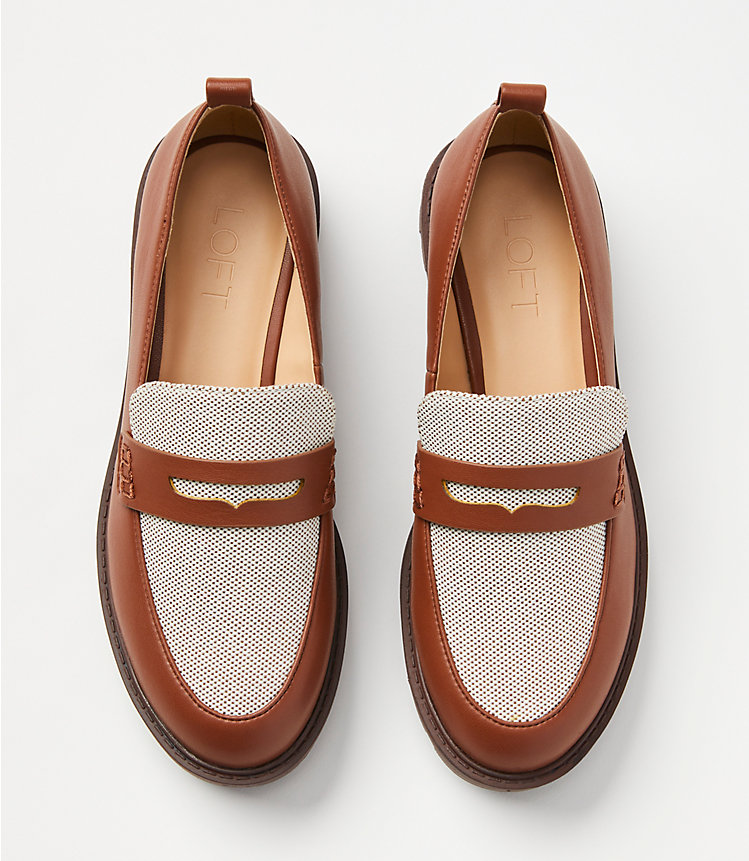 Canvas Lug Penny Loafers image number 2