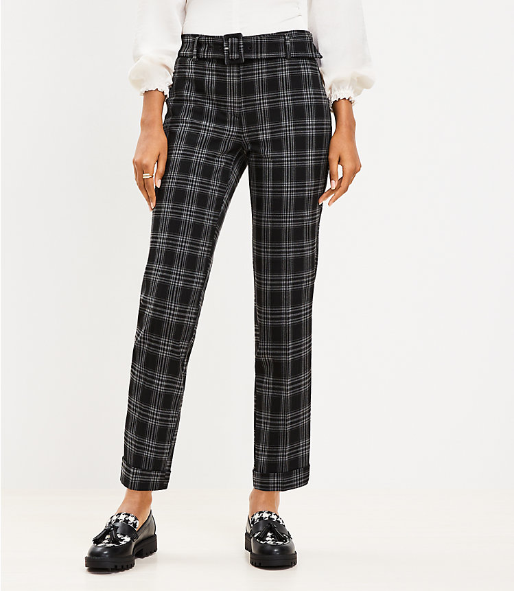 Tall Belted Devin Slim Pants in Plaid image number 0