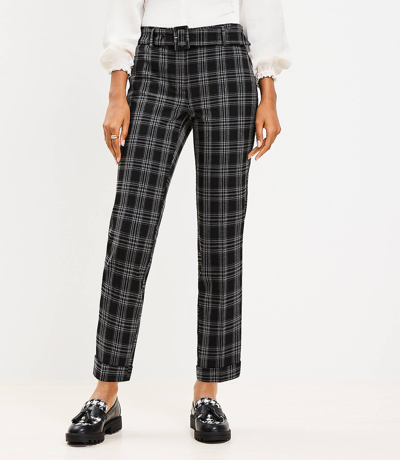 Tall Belted Devin Slim Pants in Plaid
