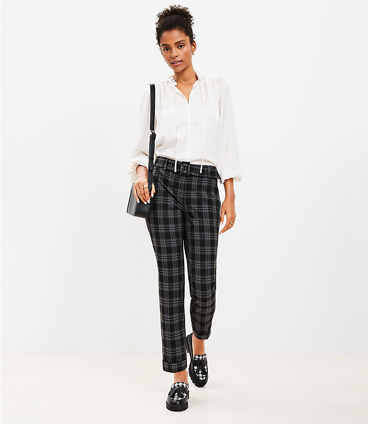 Tall Belted Devin Slim Pants in Plaid image number 1